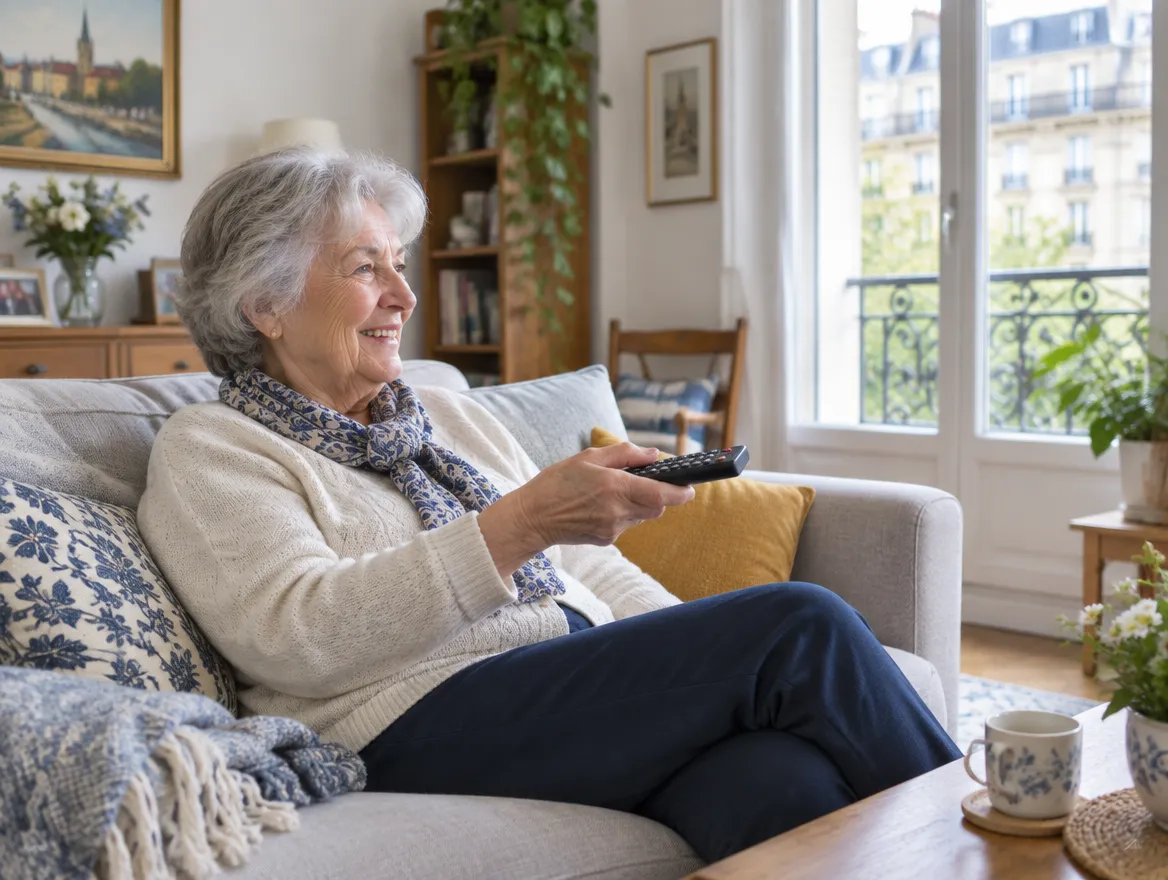 Une grand-mère hésite devant sa télé, on lui explique la différence entre Orca Pro Max et Orca Pro Plus